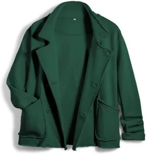 Women Warm Pea Coat Notched Lapel Neck Cropped Double Breasted Button Down Trench Overcoat Jackets with Pockets