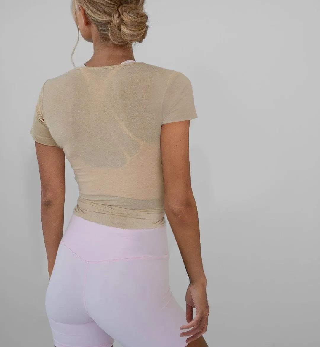 Women Y2k Cross Wrap Shirt Deep V Neck Tie Front Short Sleeve Tops Solid Slim Fit Yoga Shirts Active Blouse