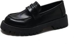 Womens Casual Chunky Loafers Dressy Work Shoe Platform Slip On Shoe Dress Business Shoes Comfortable Office Shoes