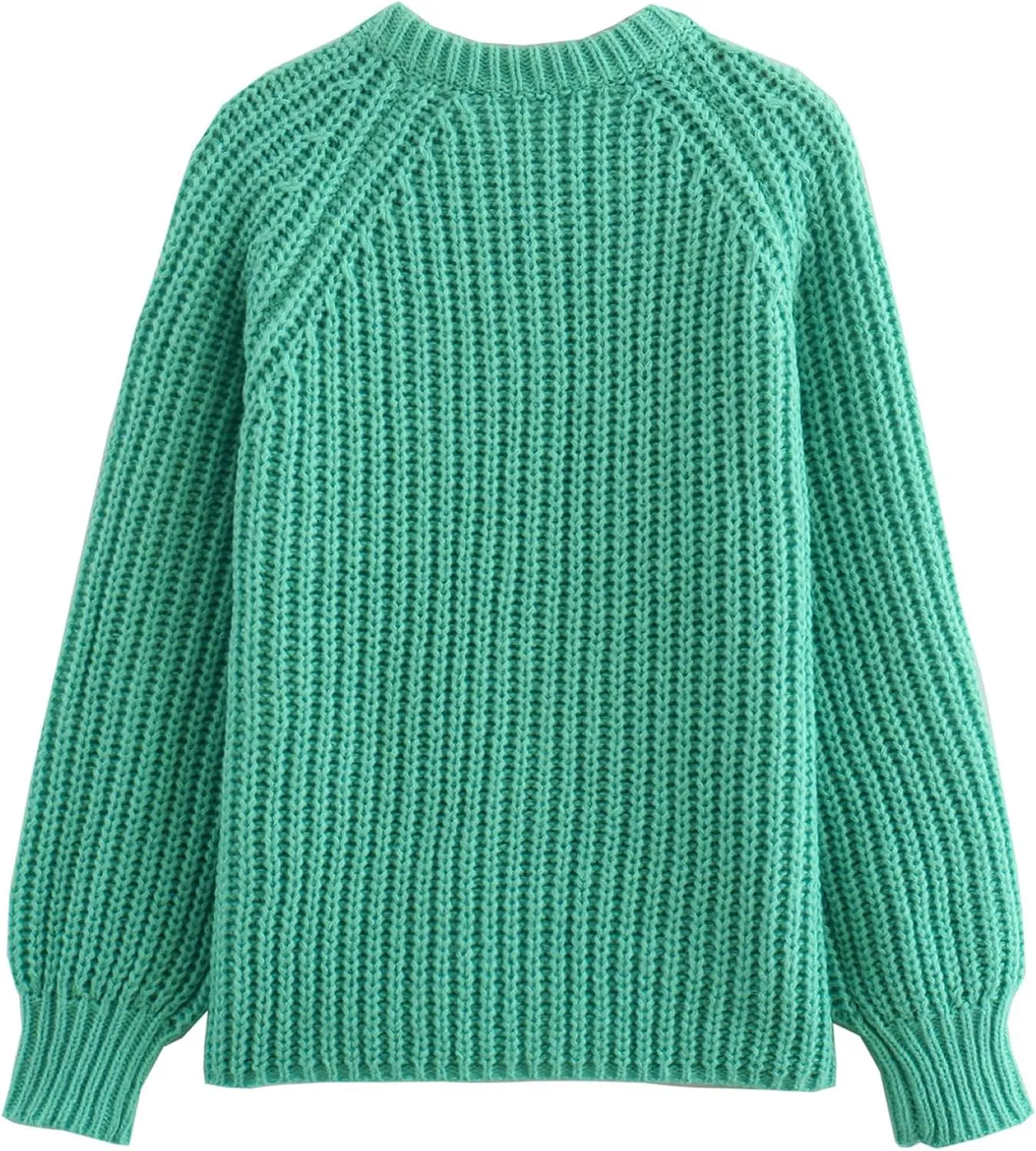Women's Casual Long Sleeve Chunky Knit Open Front Crewneck Sweater Button Down Cardigan Outerwear Coats