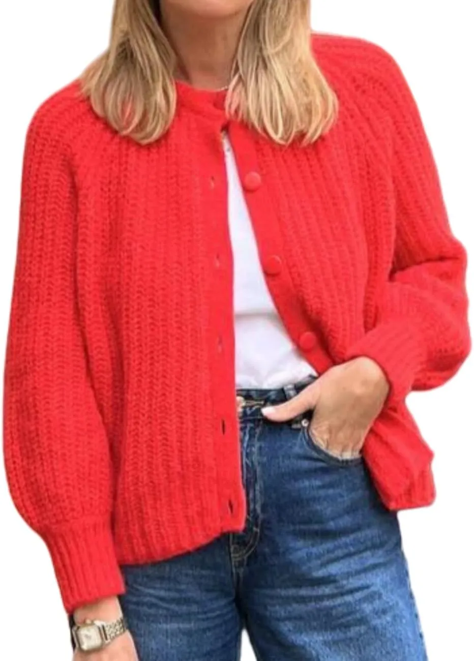 Women's Casual Open Front Cardigan Fall Winter Long Sleeve Button Down Sweater Chunky Knit Outwear Coat