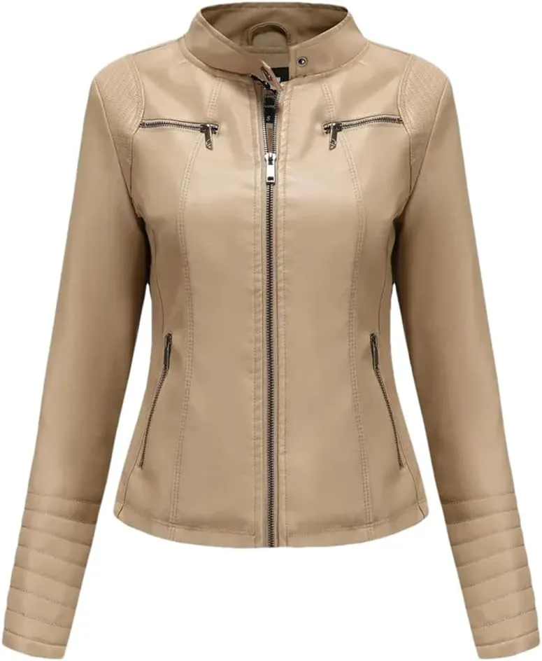 Women's Coats Moto Biker Ladies Fashion PU Leather Tops Spring Autumn Winter Jackets