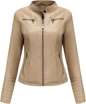 Women's Coats Moto Biker Ladies Fashion PU Leather Tops Spring Autumn Winter Jackets