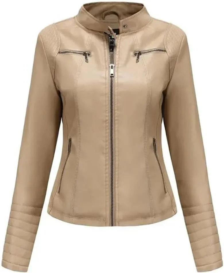 Women's Coats Moto Biker Ladies Fashion PU Leather Tops Spring Autumn Winter Jackets