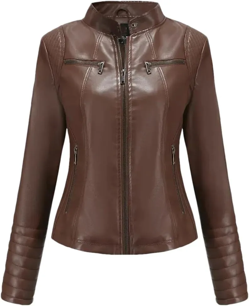 Women's Coats Moto Biker Ladies Fashion PU Leather Tops Spring Autumn Winter Jackets