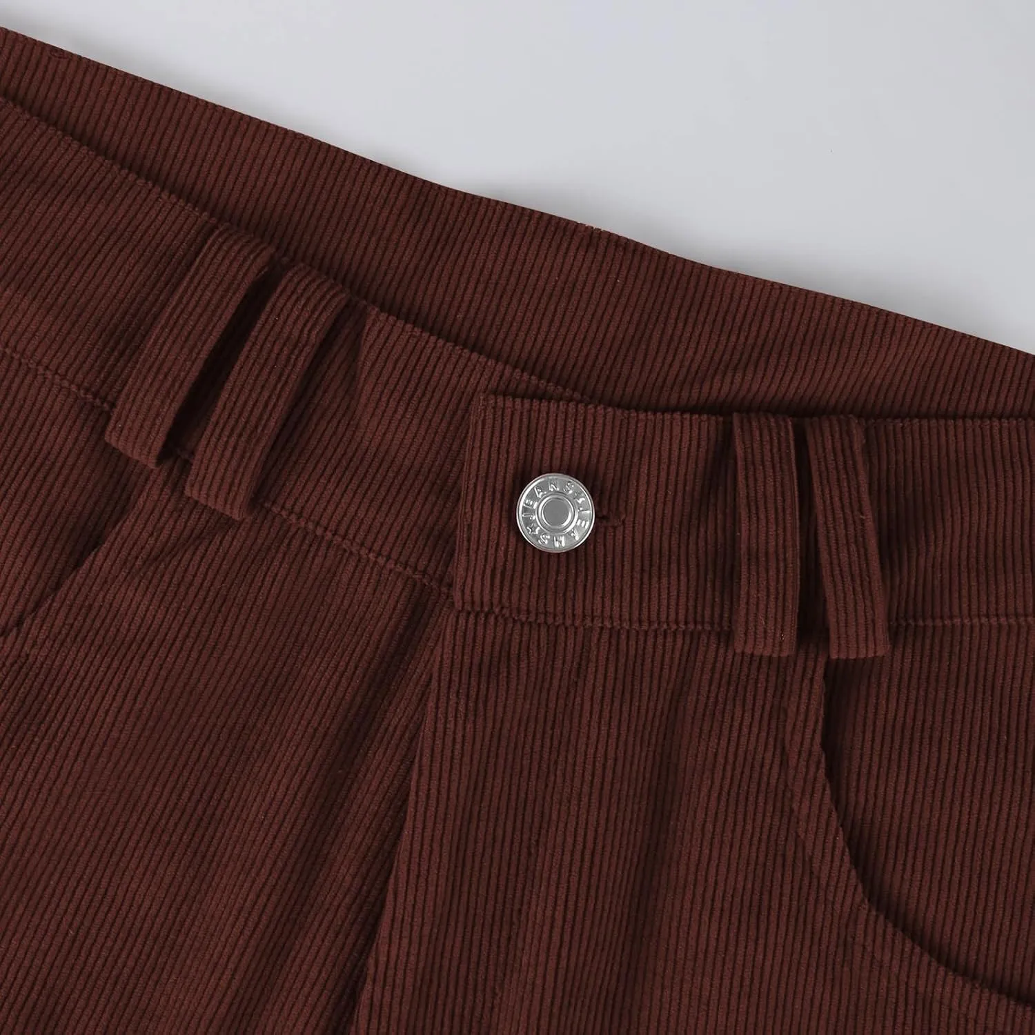 Womens Corduroy Pants Loose Mid Rise Pant Spring Fall Casual Straight Comfy Trousers with Pockets
