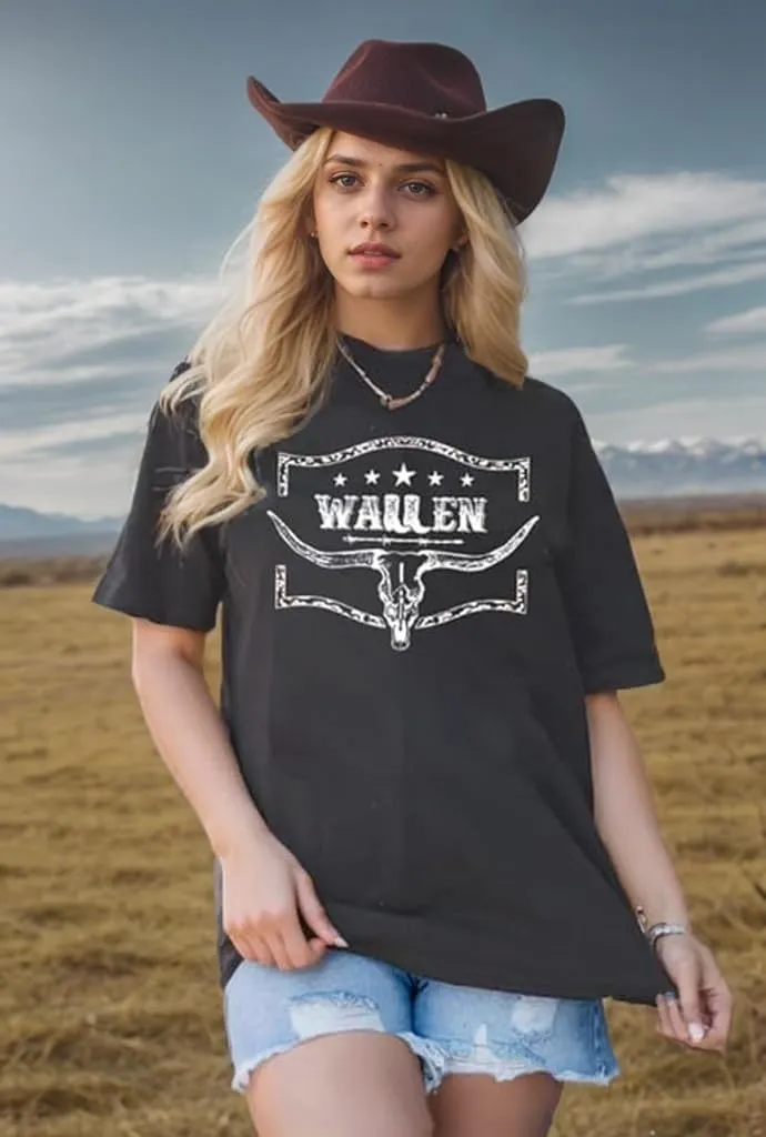 Womens Cow Skull Shirt Cowgirl Country Concert Tshirt Vintage Western Rodeo Graphic Tee Short Sleeve Casual Summer Top