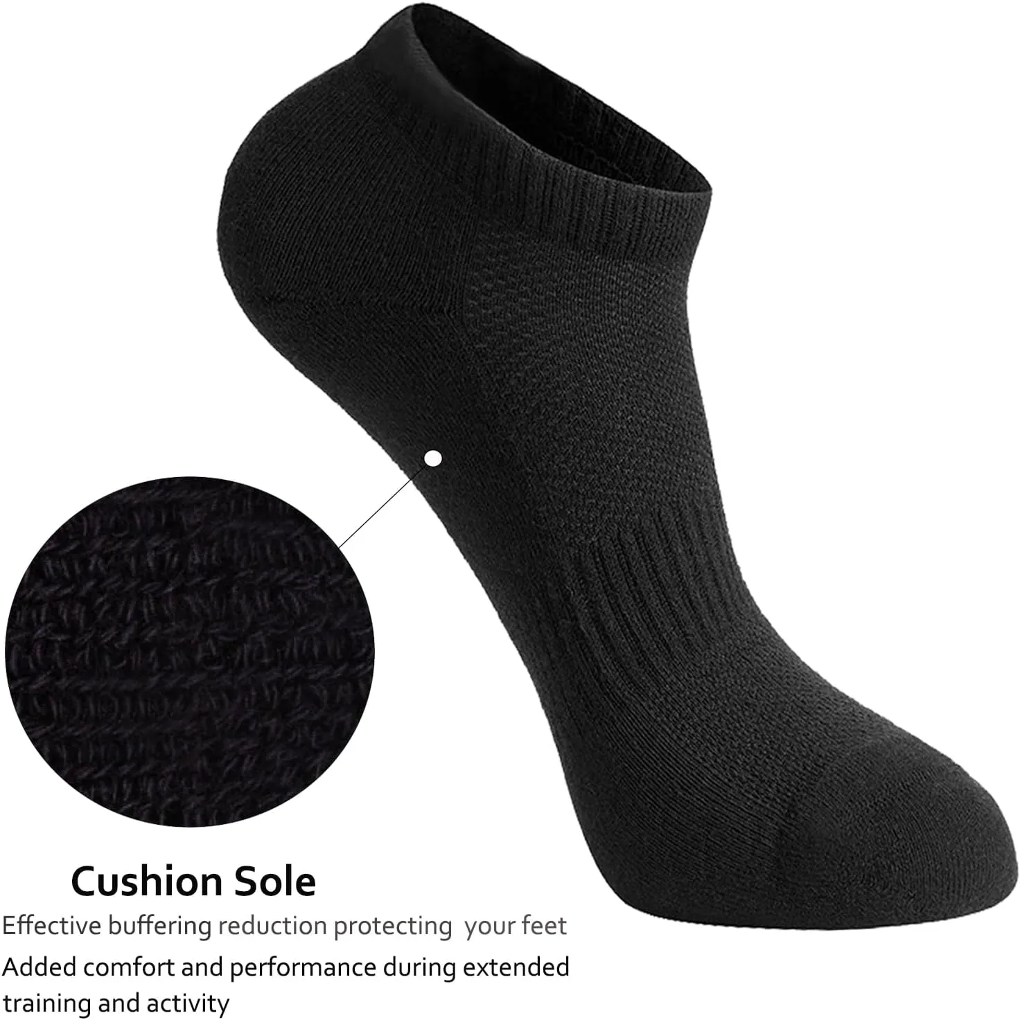Women's Cushioned No Show Socks - Athletic Cotton Short Socks with Arch Support and Mesh Ankle - 6 Pairs