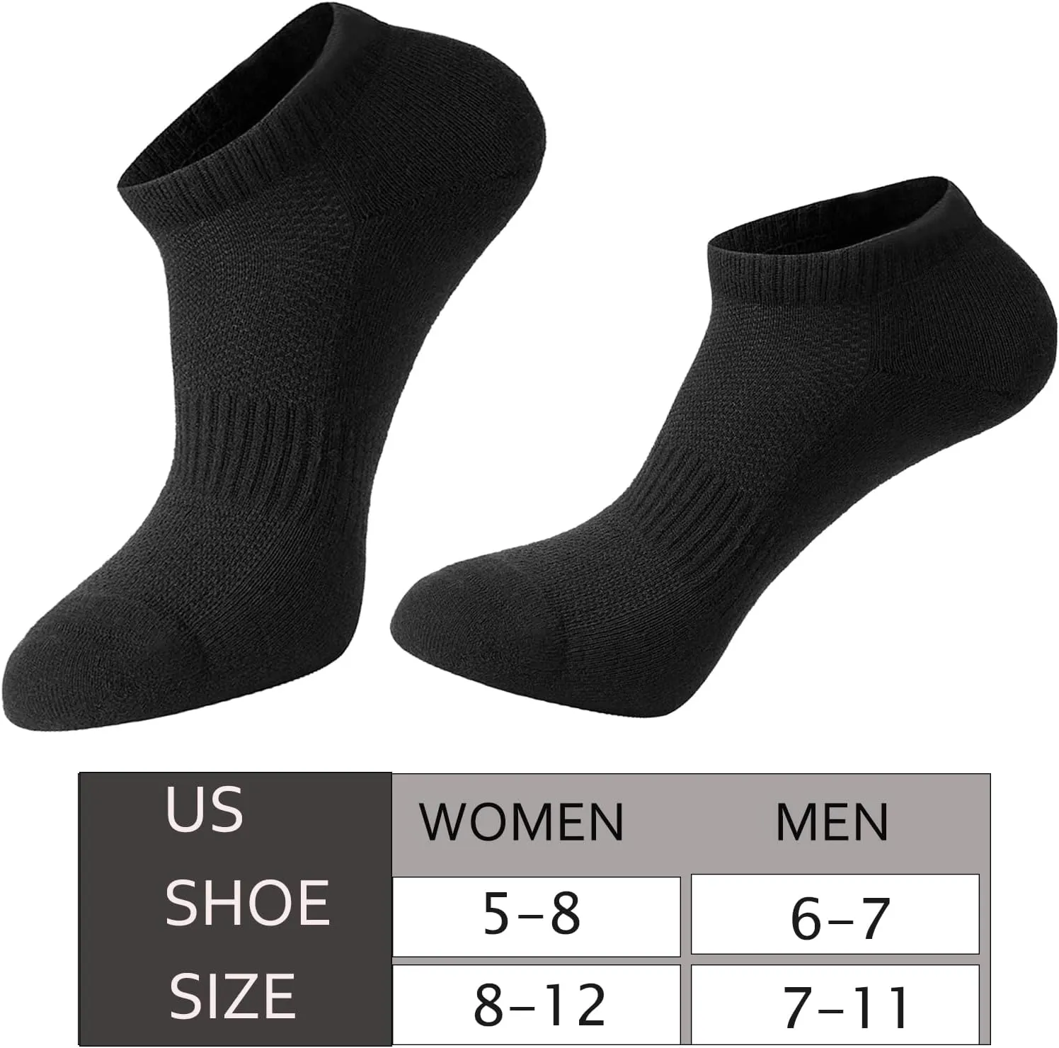 Women's Cushioned No Show Socks - Athletic Cotton Short Socks with Arch Support and Mesh Ankle - 6 Pairs