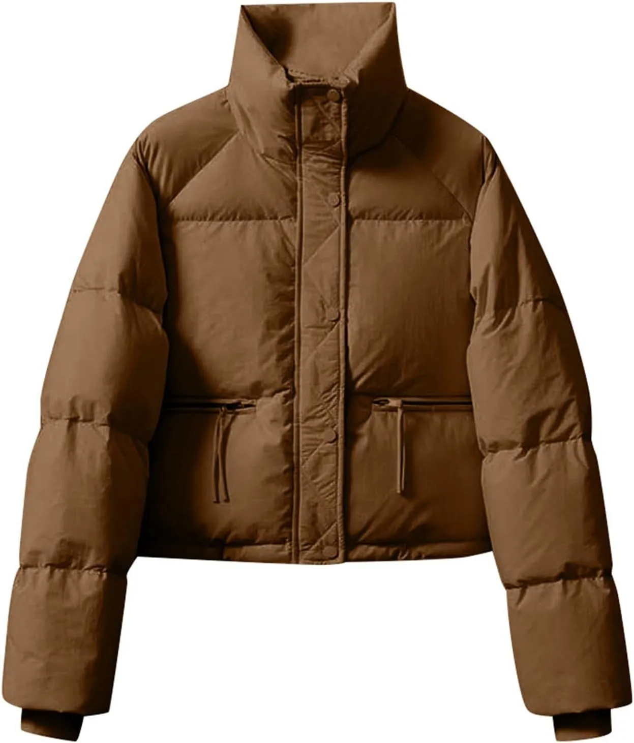 Women's fashion Puffer Jacket, Short Winter Warm Jacket,Quilted Thick Down Jacket, Stand-Up Collar, Puffer Coat