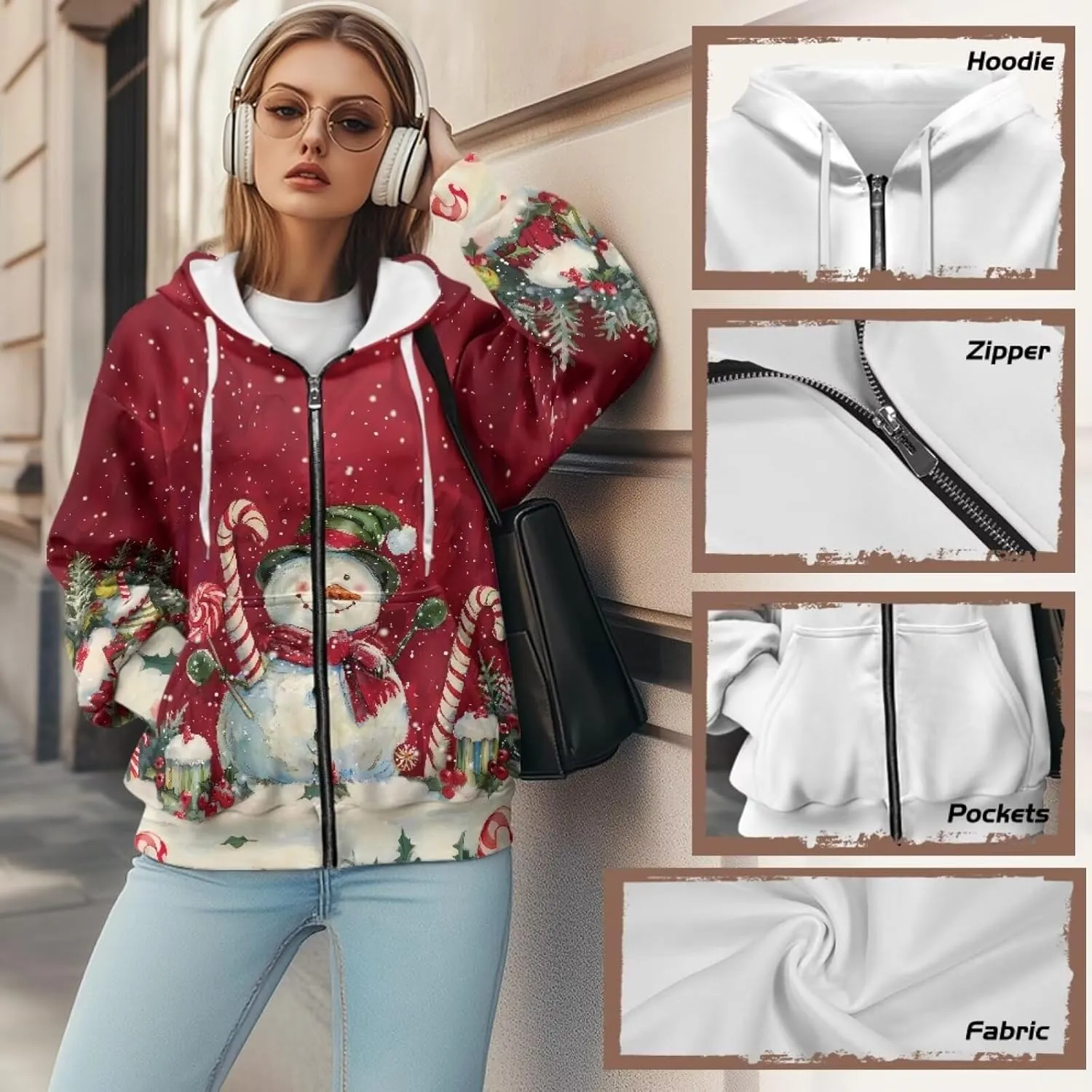 Womens Full Zip Hoodie Soft Jacket Long Sleeve Top Oversized Sweatshirt Sportwear Fall Casual Coat Y2K Clothes