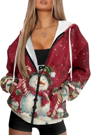 Womens Full Zip Hoodie Soft Jacket Long Sleeve Top Oversized Sweatshirt Sportwear Fall Casual Coat Y2K Clothes