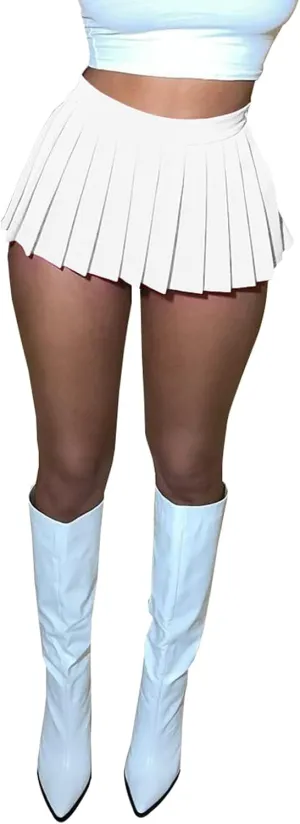 Women's High Waisted Mini Pleated Skirts Tennis Skater Golf Skorts Athletic Skirts A-line Skirt for Party Club
