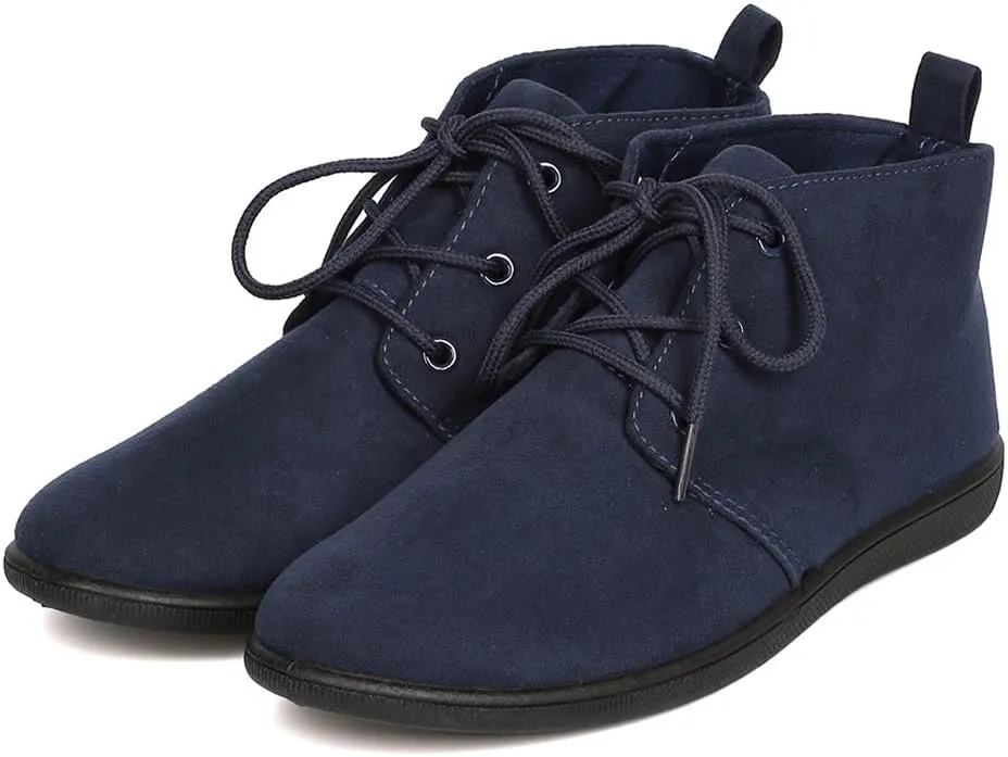 Women's Lace Up Flat Booties Slip on Ankle Boots Soft Casual Desert Oxford