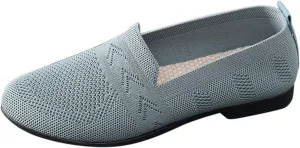 Women's L𝐨w Heel Casual Shoes Comfortable Wide Width Work Shoes Summer Knit Flat𝐬 Mesh Breathable Slip On Sneakers