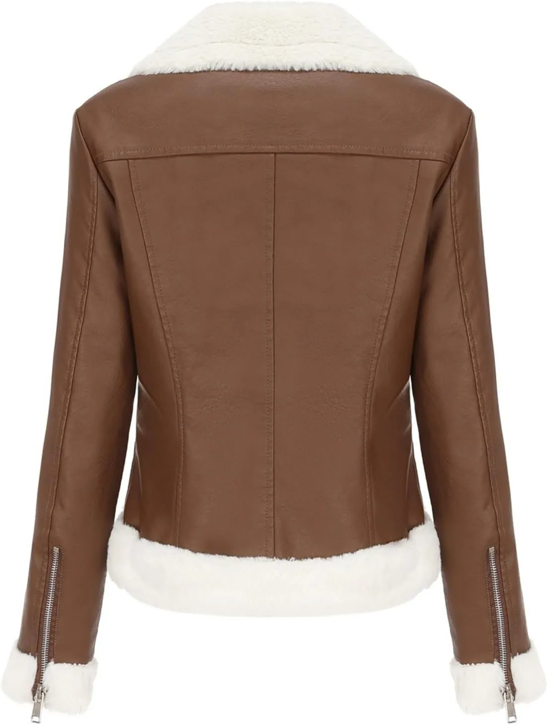 Womens Oversized Leather Jackets, Faux Shearing Moto Biker Jacket, Thick Lined Winter Shearling Coat