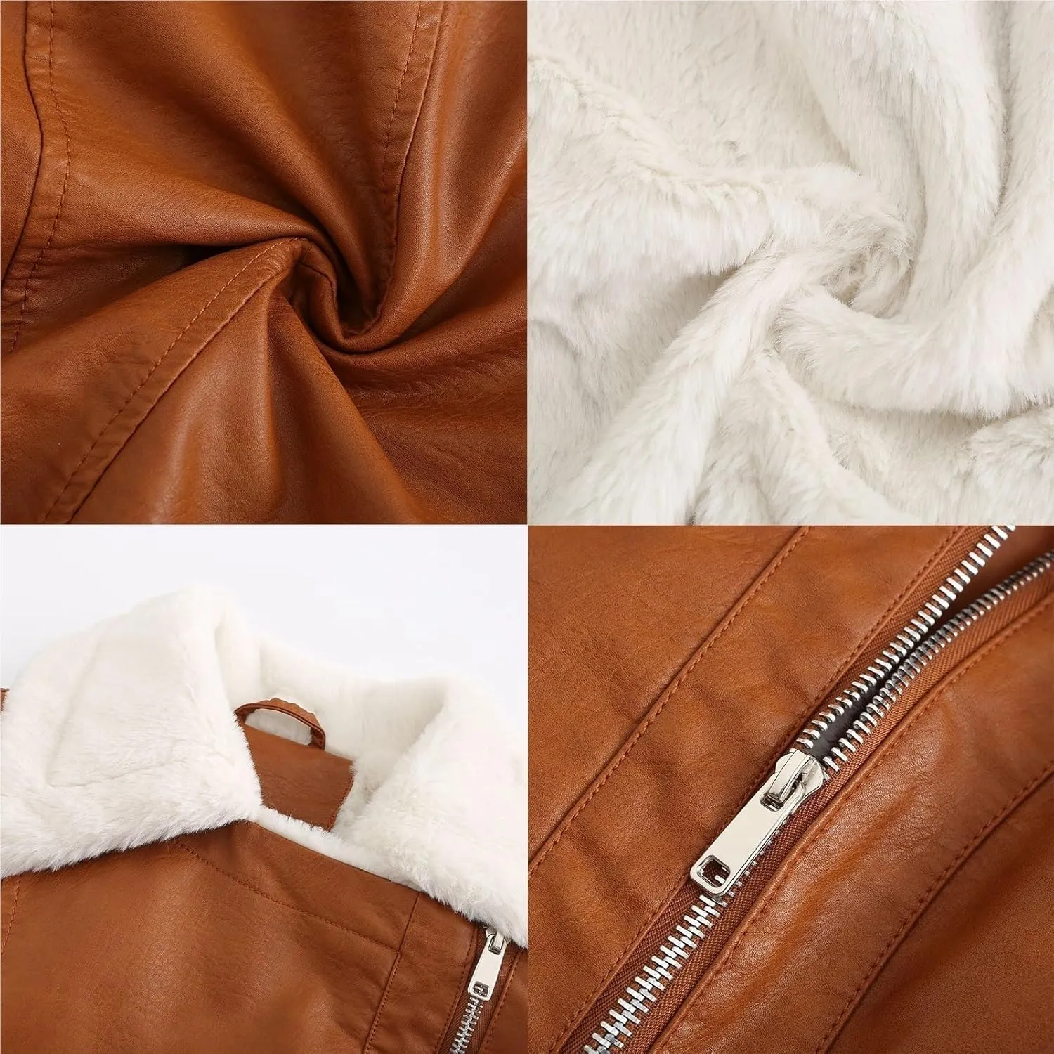 Womens Oversized Leather Jackets, Faux Shearing Moto Biker Jacket, Thick Lined Winter Shearling Coat