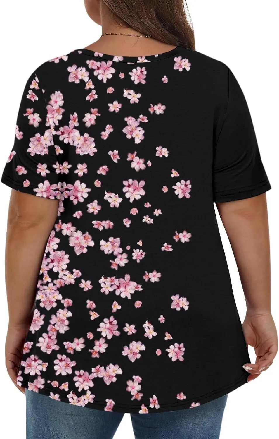 Womens Plus Size Tops Summer Short Sleeve Tunic Shirts Dressy Casual Loose V-Neck Cute Print Blouses
