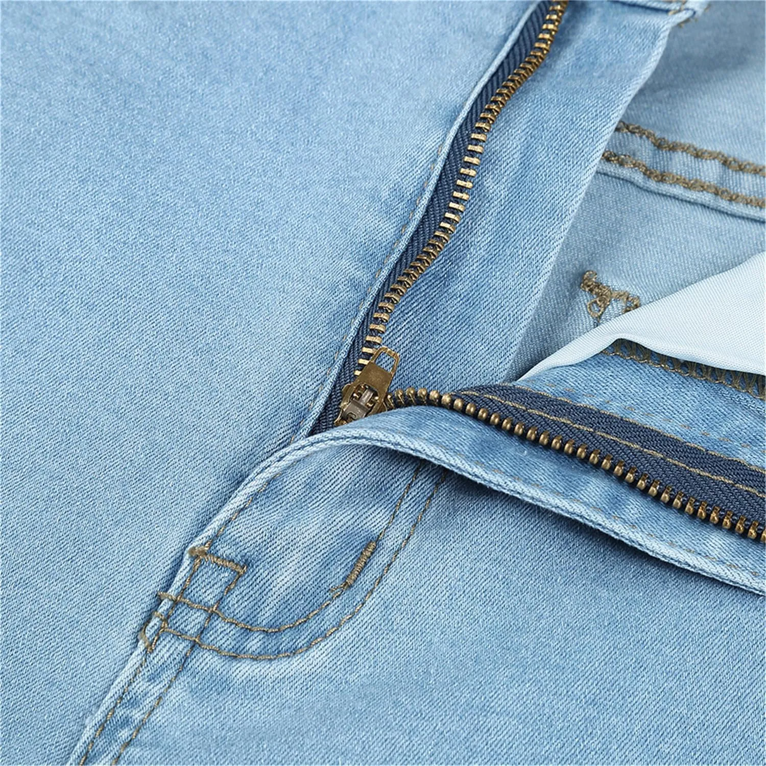 Women's Sexy Stretch Pants Skinny Slim Pencil Jeans High Waisted Jegging Trousers with Pockets Zipper
