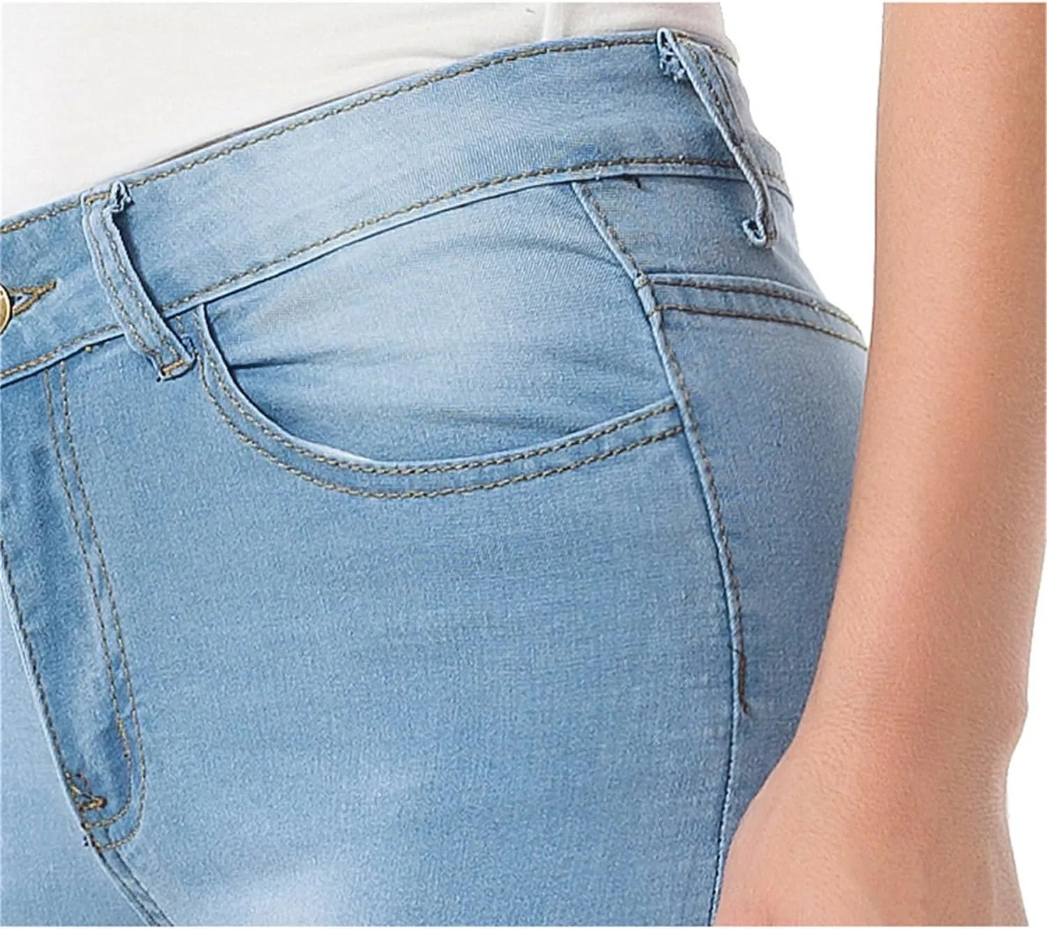 Women's Sexy Stretch Pants Skinny Slim Pencil Jeans High Waisted Jegging Trousers with Pockets Zipper