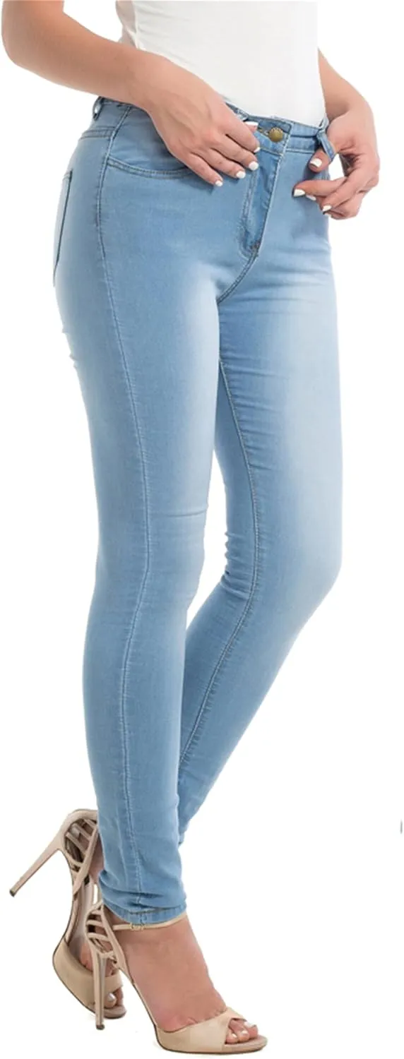 Women's Sexy Stretch Pants Skinny Slim Pencil Jeans High Waisted Jegging Trousers with Pockets Zipper