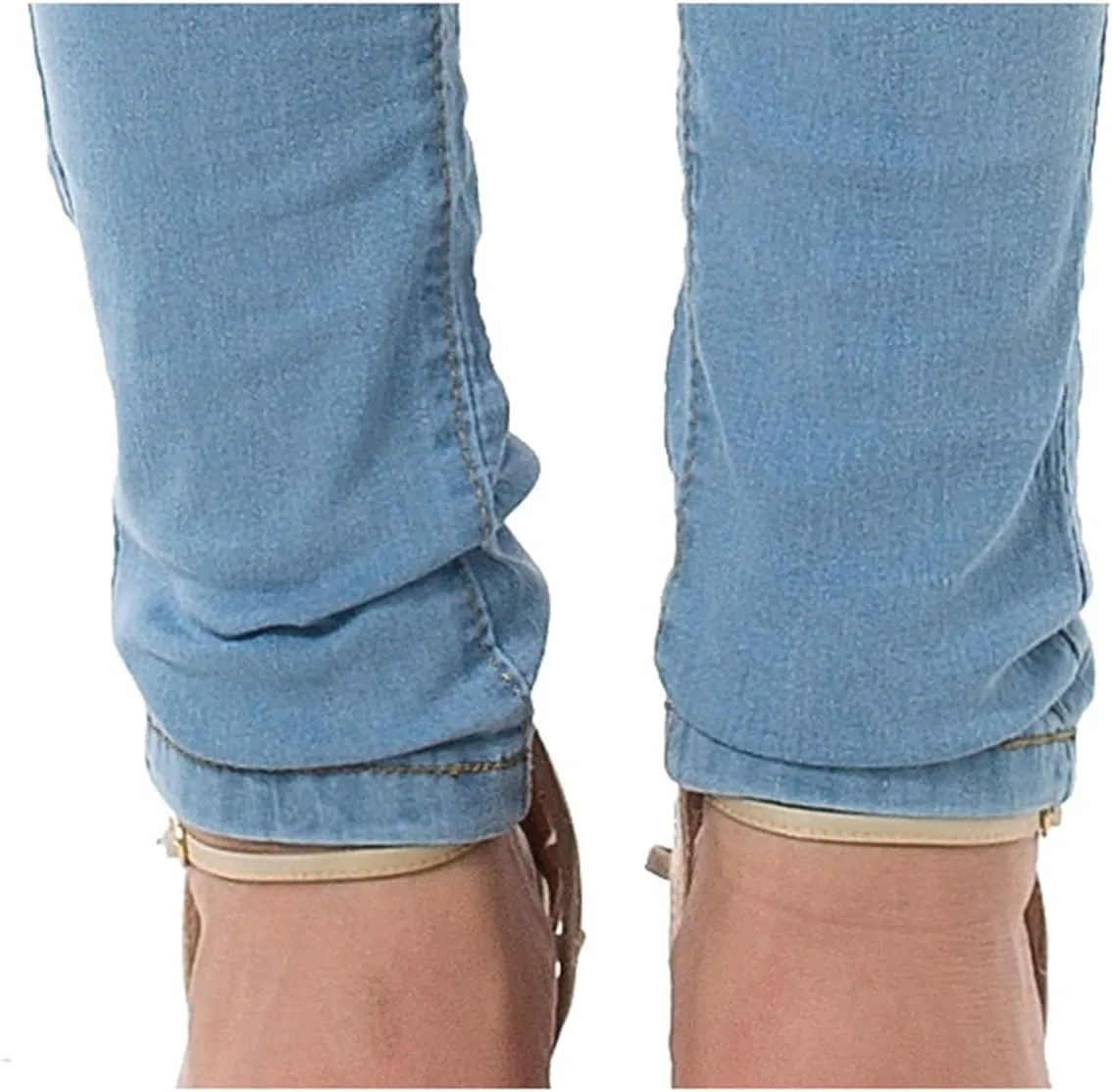 Women's Sexy Stretch Pants Skinny Slim Pencil Jeans High Waisted Jegging Trousers with Pockets Zipper