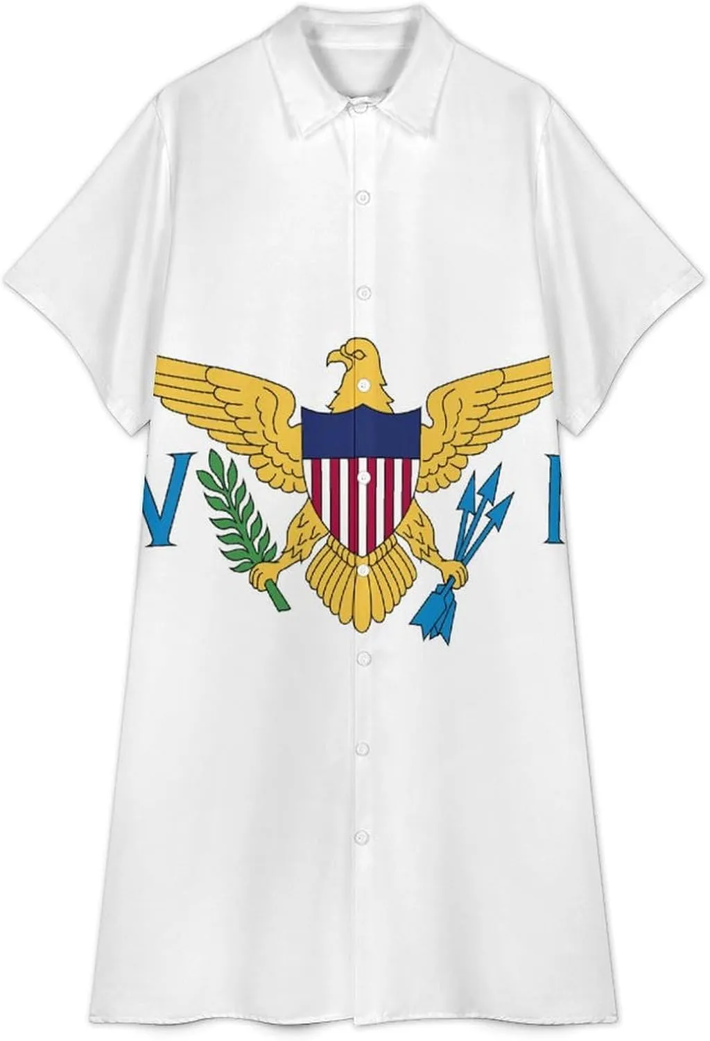 Women's Short Sleeve Collared Simple Button Down Shirt Dress 2025 Summer British Flag Long Dresses