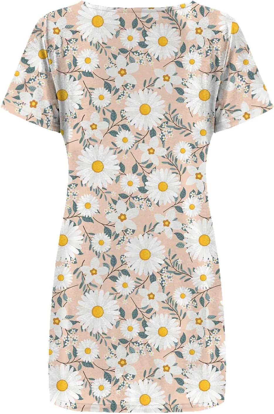 Women's Short Sleeve Crewneck Beach Dress Cute Flower Graphic Print Sundresses Loose Casual Summer Dress