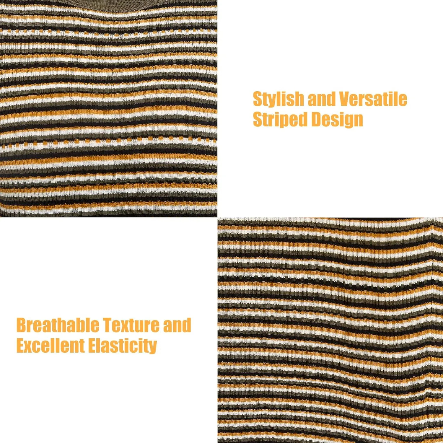 Women's Striped Ribbed Knit Midi Dress, Sleeveless Bodycon Summer Dress, Casual Tank Dress Knee Length