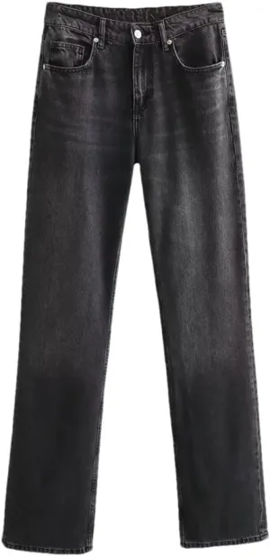 Women's Wide Leg Jeans Casual High Waist Fashion Straight Leg Jeans with Pockets