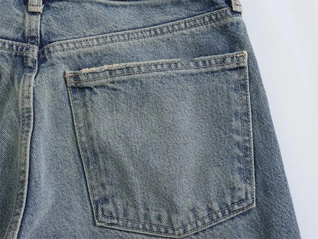 Women's Wide Leg Jeans Casual High Waist Fashion Straight Leg Jeans with Pockets