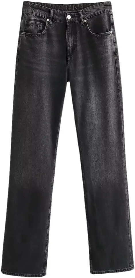 Women's Wide Leg Jeans Casual High Waist Fashion Straight Leg Jeans with Pockets