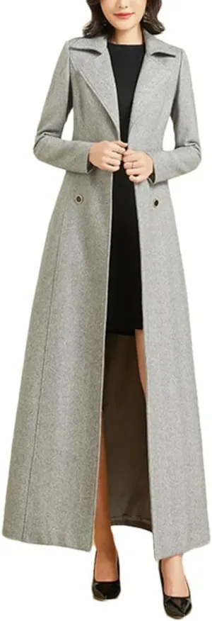 Women's Winter Wool Blend Coat Long Suit ColLAr Slim Fit Versatile Warm Jacket Coat