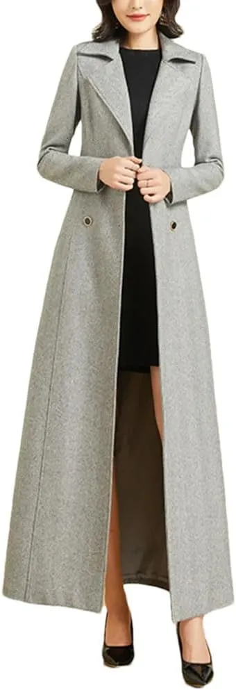 Women's Winter Wool Blend Coat Long Suit ColLAr Slim Fit Versatile Warm Jacket Coat