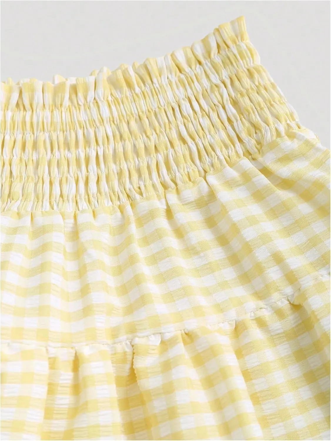 Women's Y2K Gingham Skirt Plaid Ruffle High Waist A-Line Cake Mini Skirts with Lace Hem
