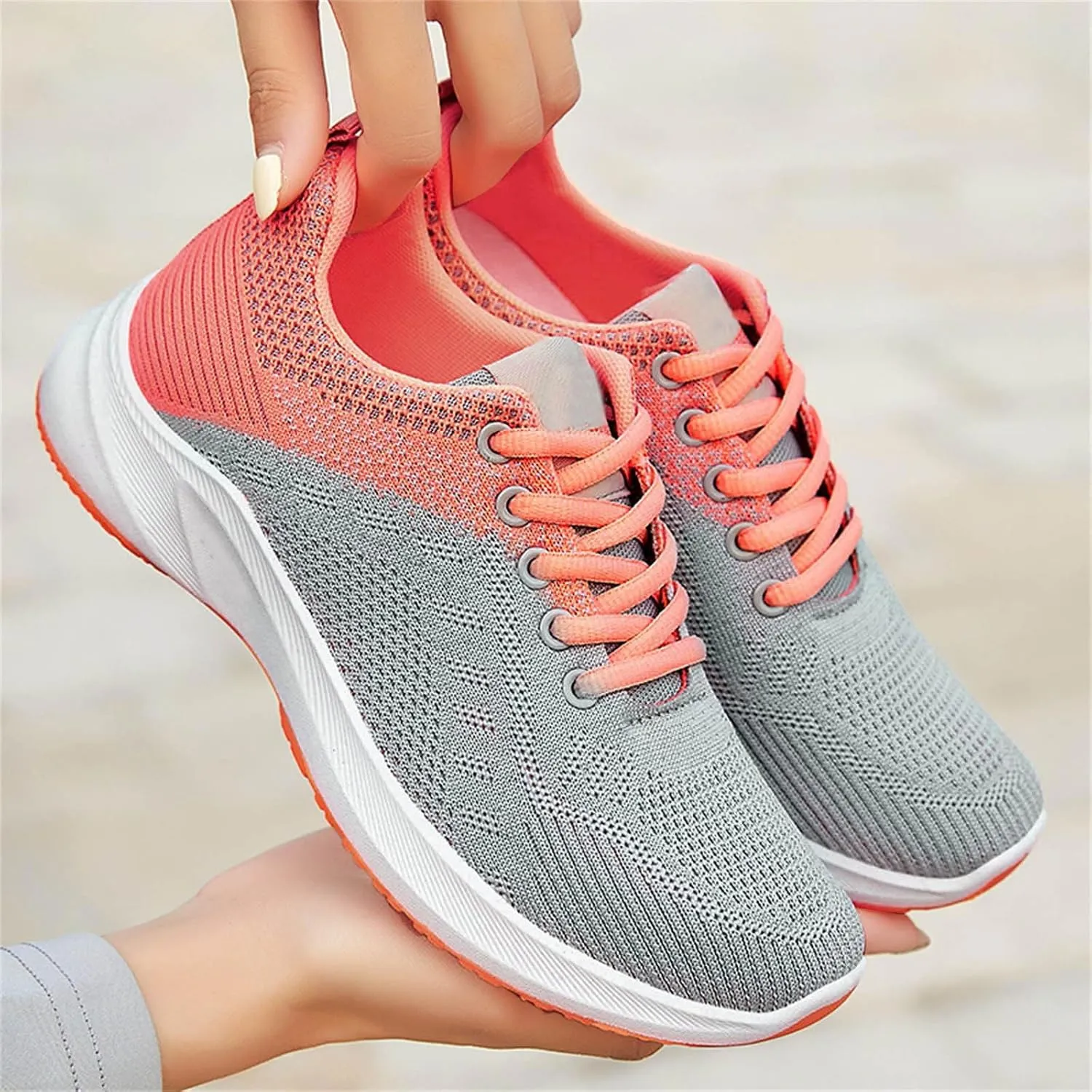 Work Out Shoes Gym for Women Comfortable Lace up Walking Shoes Lightweight Air Cushion Running Sneakers Arch Support Orthopedic Sneakers