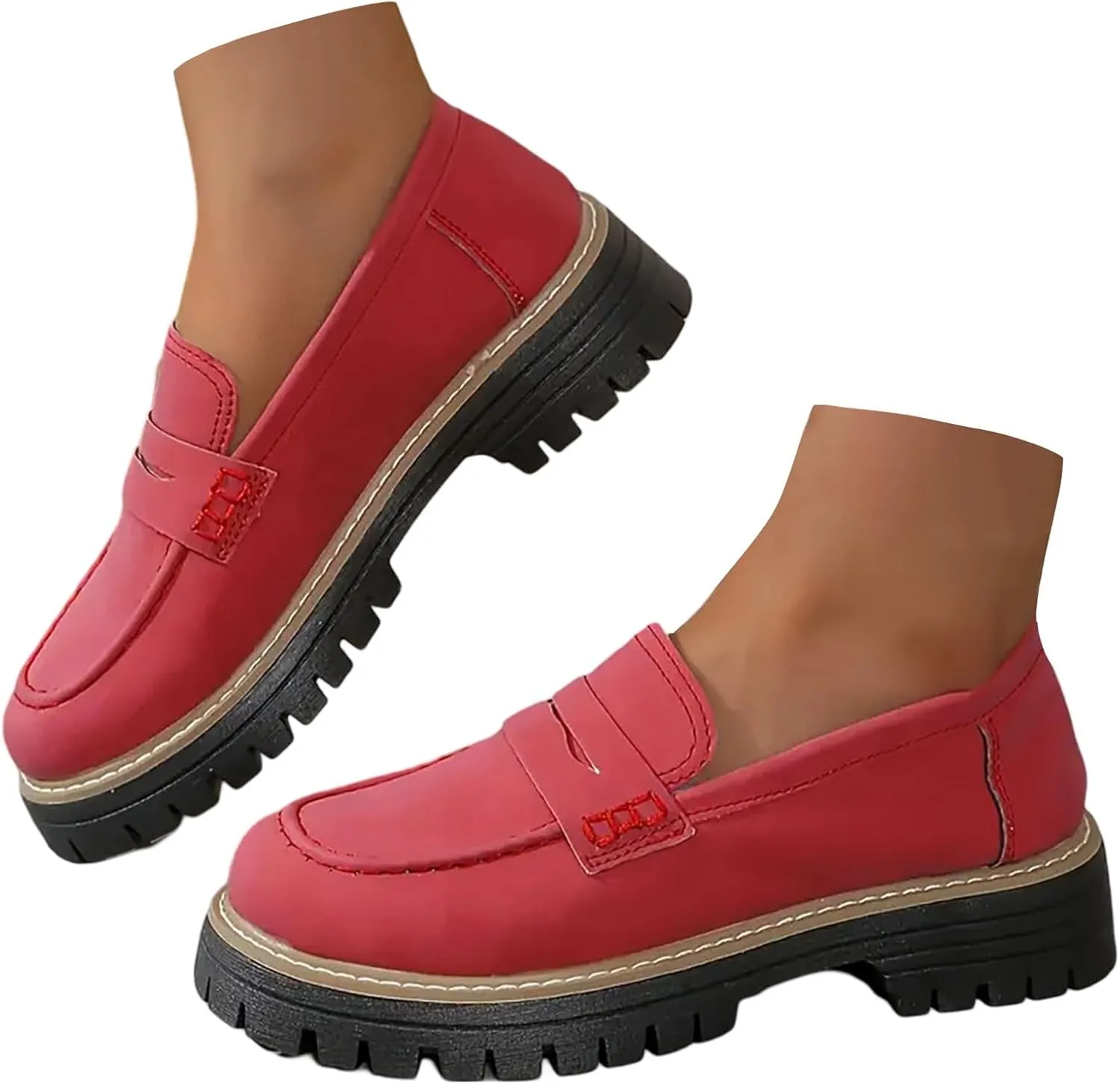 Work Shoes for Women Platform Oxford Shoes Chunky Loafers Comfortable Penny Loafers Dressy Casual Shoes Office Shoes