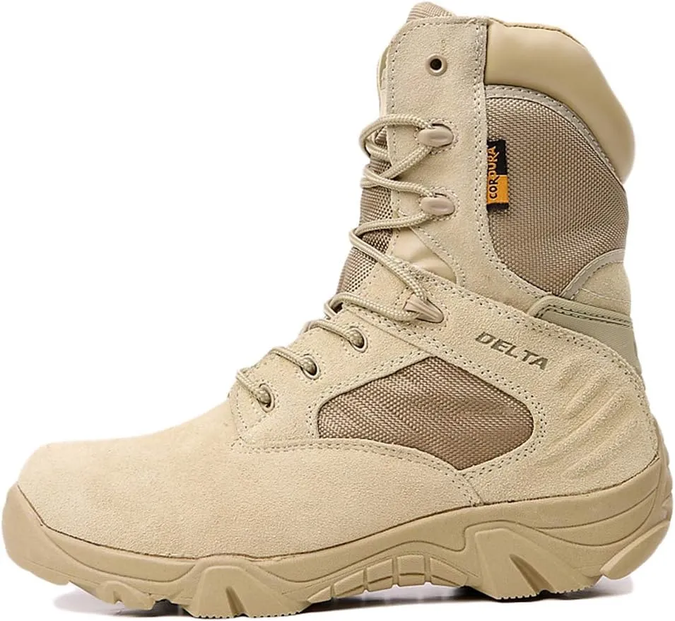Wygwlg Mens Military Combat Tactical Boots Adult Mountain Boots High Leather Boot Waterproof Desert Jungle Recon Boots,Brown-45
