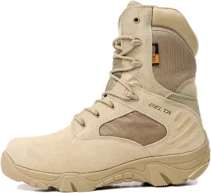 Wygwlg Mens Military Combat Tactical Boots Adult Mountain Boots High Leather Boot Waterproof Desert Jungle Recon Boots,Brown-45