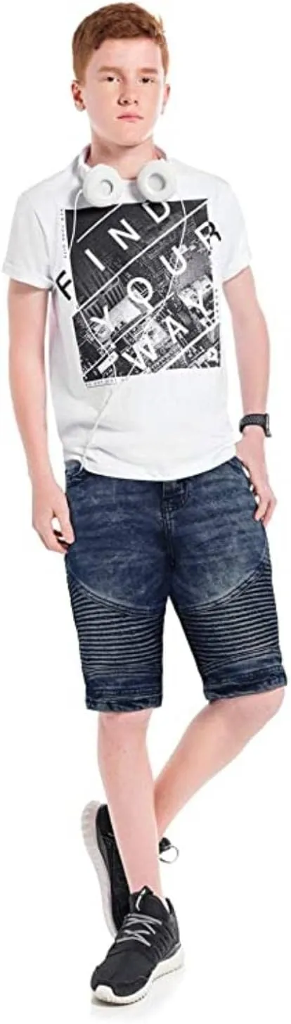 X RAY Boys Stretch Denim Shorts (Size 4-20), Big Boys & Little Kids Moto Biker Fashion Rips Distressed Shorts,