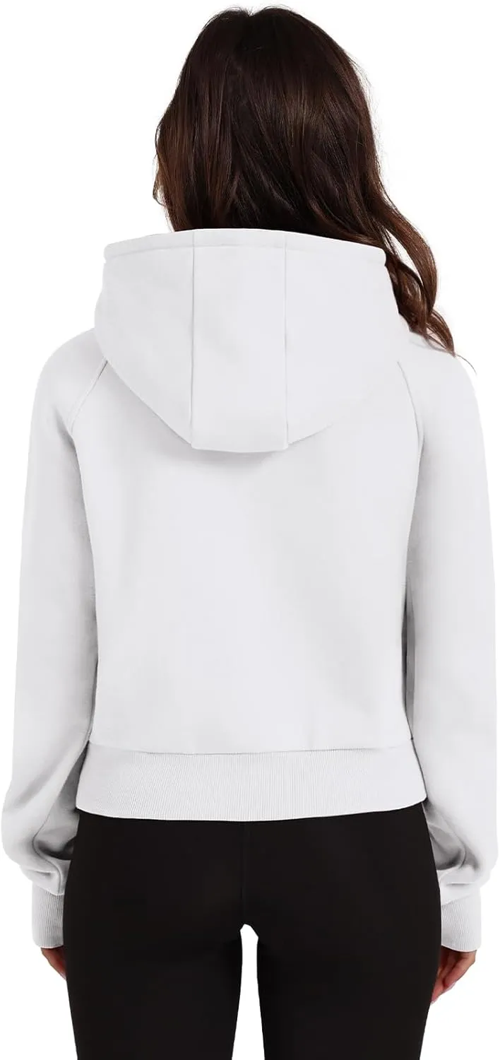 XIEERDUO Womens Zip Up Hoodie Cropped Sweatshirts Thumb Hole Fleece Jackets