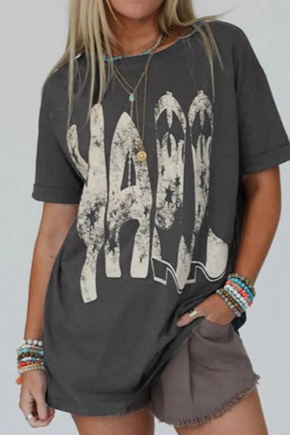 YALL Cowboy Boots Graphic Short Sleeve T-Shirt for Women