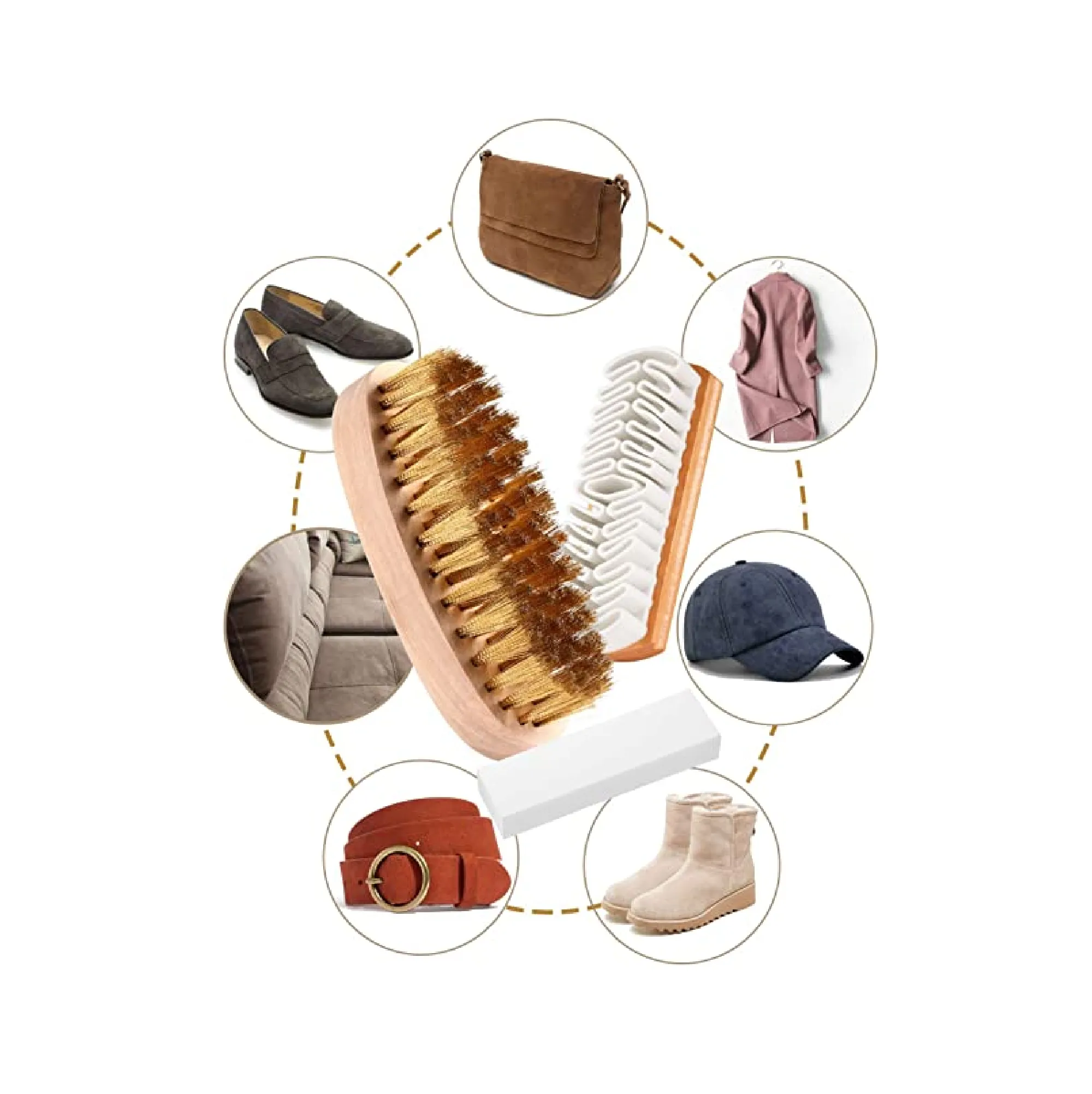 YoungJoy 4 Pieces Suede Shoe Brush Nubuck Leather Cleaner Shoes Shine Dauber Crepe Applicators Set with Cleaning Eraser