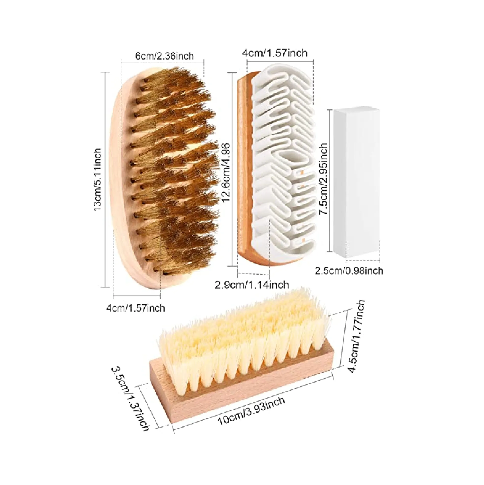 YoungJoy 4 Pieces Suede Shoe Brush Nubuck Leather Cleaner Shoes Shine Dauber Crepe Applicators Set with Cleaning Eraser