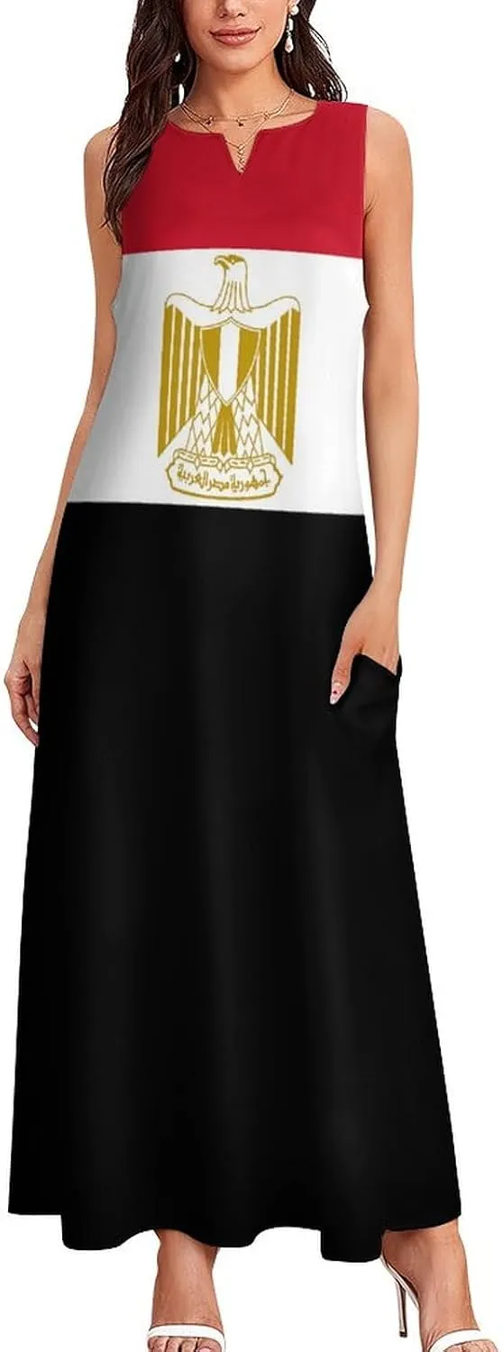 Zakqeik Australian Flag Summer Women's Sleeveless Long Dress Slim Fit Sleeveless Ankle Dresses