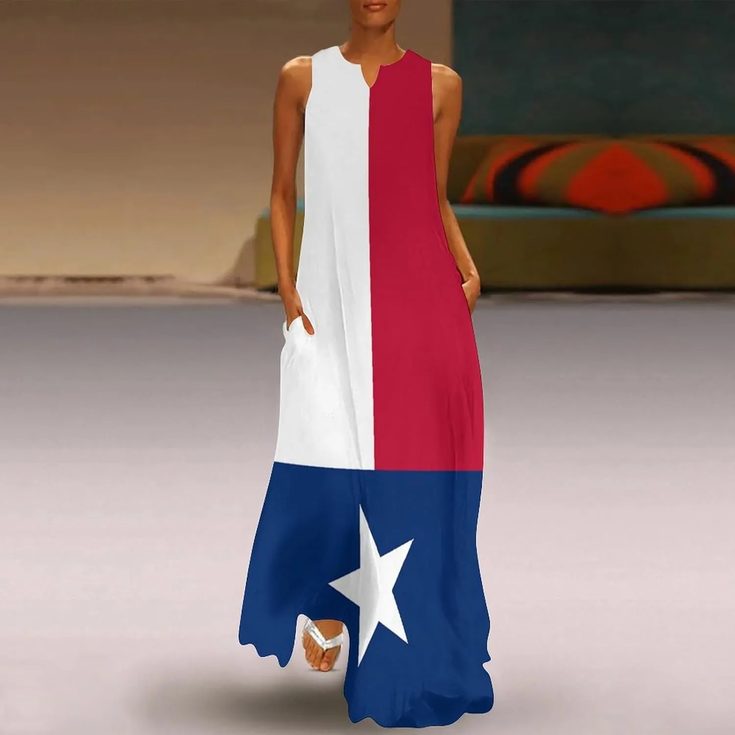 Zakqeik Australian Flag Summer Women's Sleeveless Long Dress Slim Fit Sleeveless Ankle Dresses