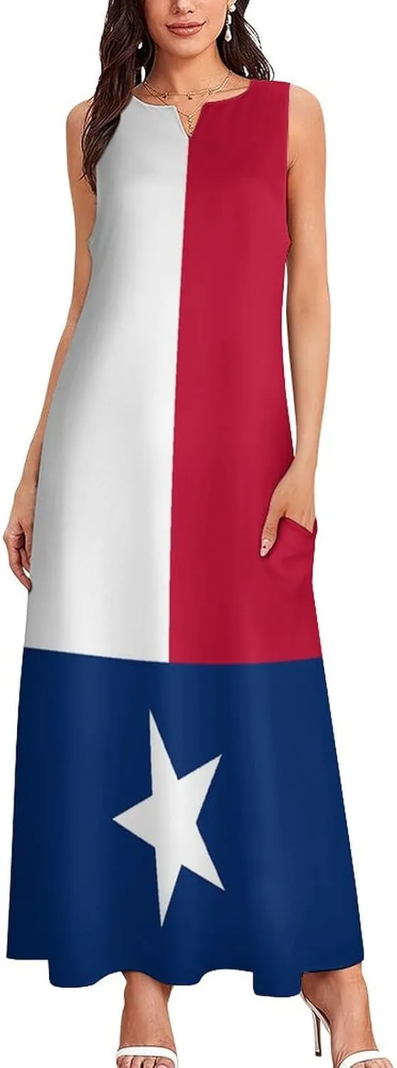 Zakqeik Australian Flag Summer Women's Sleeveless Long Dress Slim Fit Sleeveless Ankle Dresses