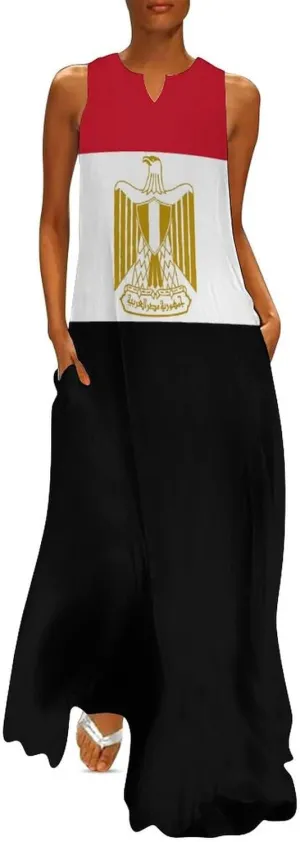 Zakqeik Australian Flag Summer Women's Sleeveless Long Dress Slim Fit Sleeveless Ankle Dresses