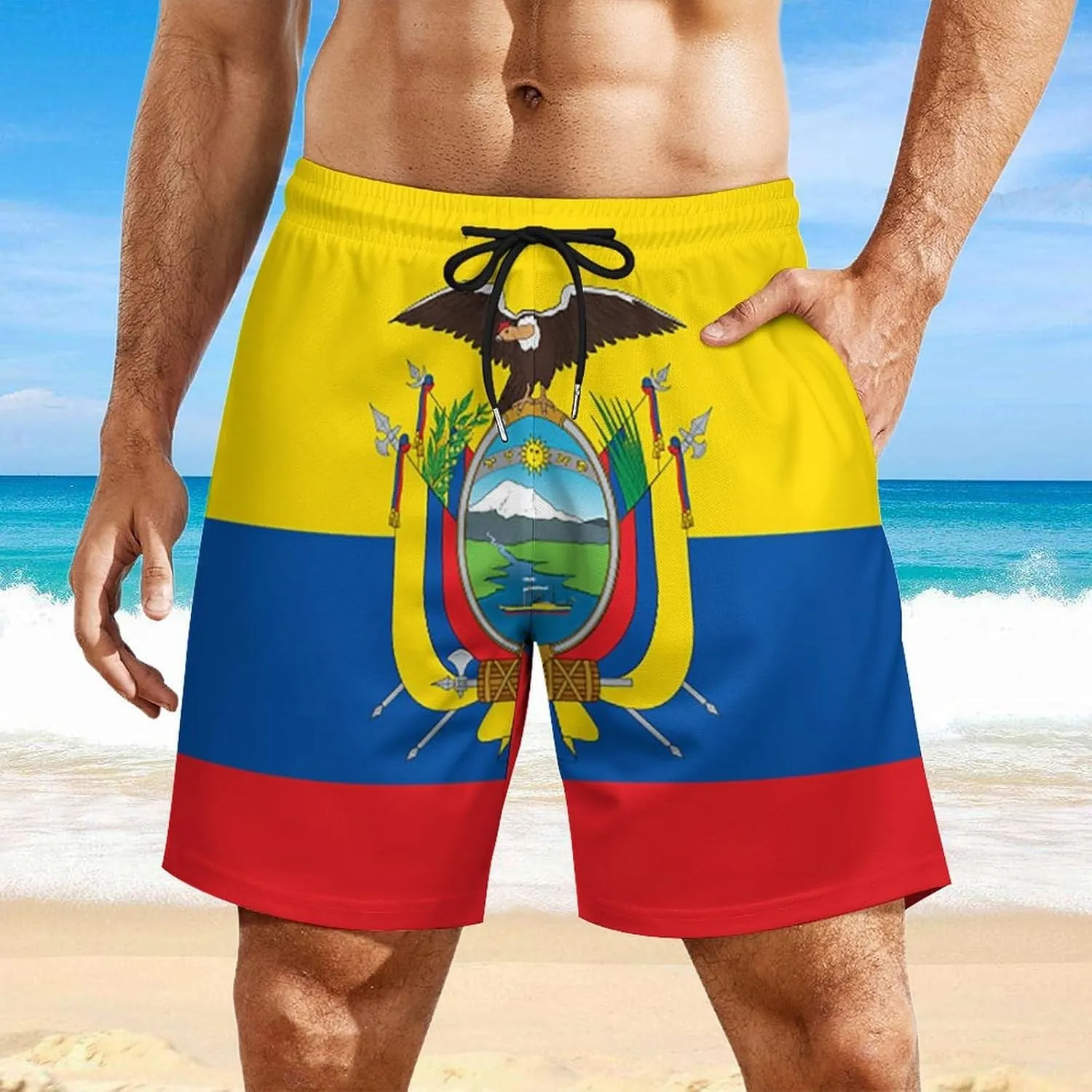 Zakqeik Italian Flag Mens Swim Trunks Quick Dry Swim Shorts with Pockets Funny Beach Shorts