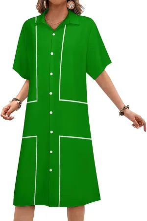Zakqeik Maryland Flag Womens Button Down Shirt Dress Summer Short Sleeve Shift Dresses with Pockets